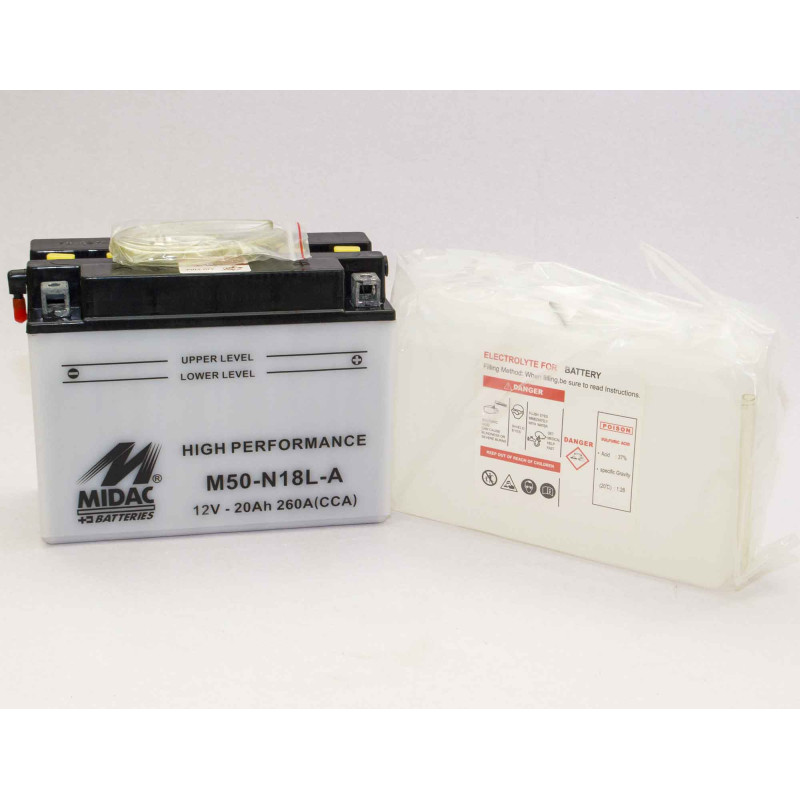Аккумулятор 20Ah-12v M50-N18L-A Midac Moto (205х90х162), R, EN260