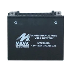 Аккумулятор 18Ah-12v MTX20-BS (YTX20-BS) Midac Moto (175х87х155), L, EN270