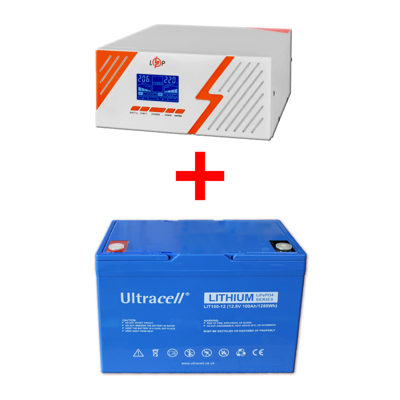 Комплект резервного питания LogicPower  1050Вт/ Ultracell LiFePO4 12В 100Aч 1,28кВт Grade A