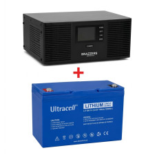 Комплект резервного питания BRAZZERS BRSW-LFP-600 ,500вт + LIT LiFePO4 12,8 В 100 Агод