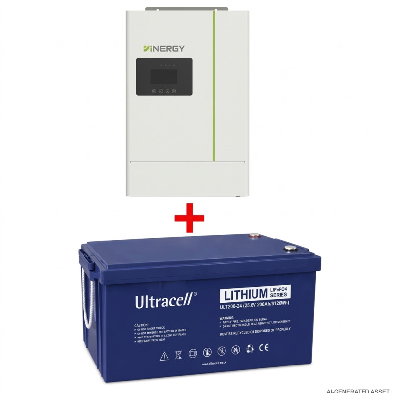 Комплект резервного питания Inergy Dipower 3,6 кВт / Ultracell LiFePO4 24 (25,6) V 200 Ah