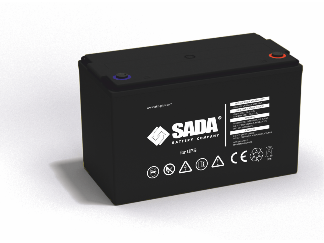 НОВЫЙ СОВРЕМЕННЫЙ AGM VRLA АККУМУЛЯТОР UPS 100 Ah 12 V ТМ SADA