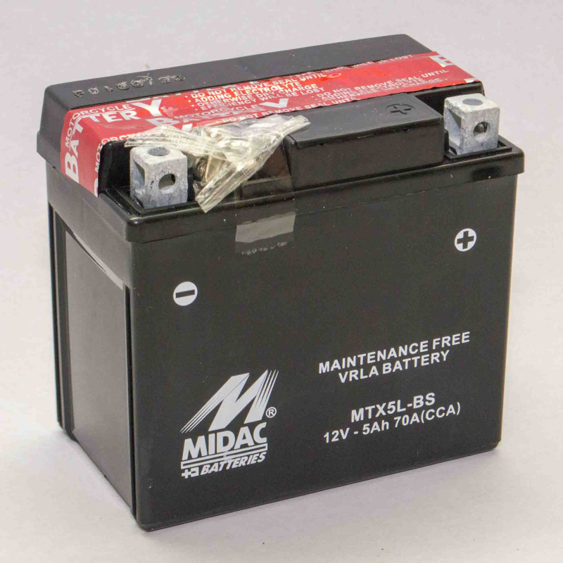 Акумулятор 5Ah-12v MTX5L-BS (YTX5L-BS) Midac Moto (113х70х105), R, EN70