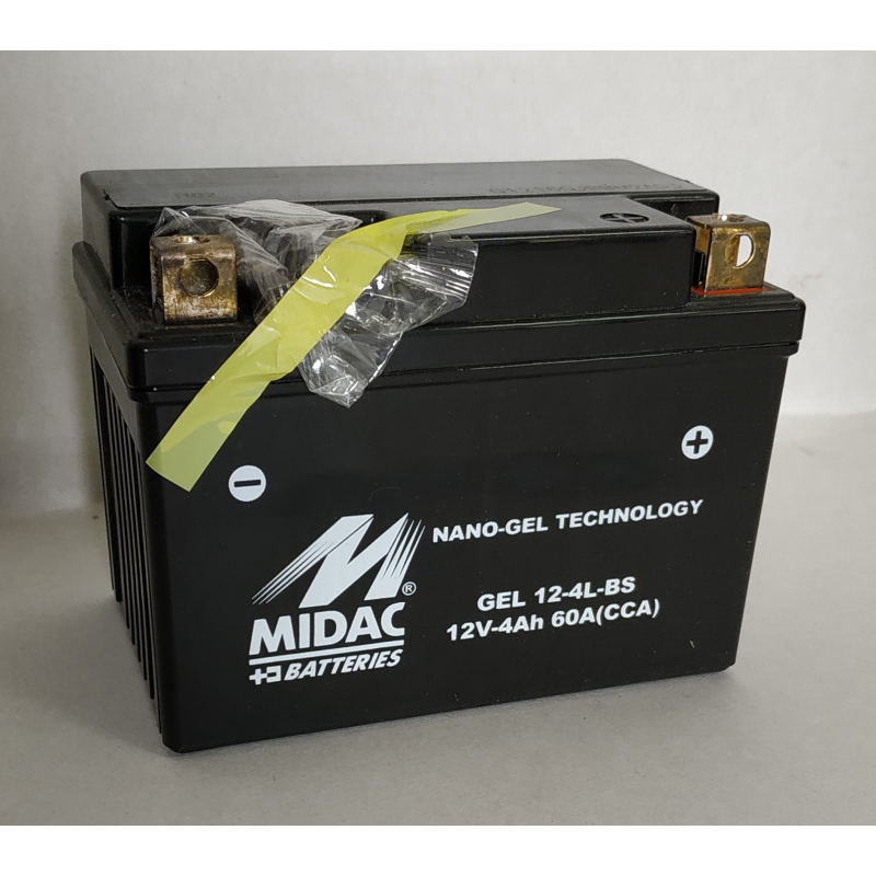 Акумулятор 4Ah-12v GEL 12-4L-BS Midac Moto (114х71х86), R, EN60, гелевый