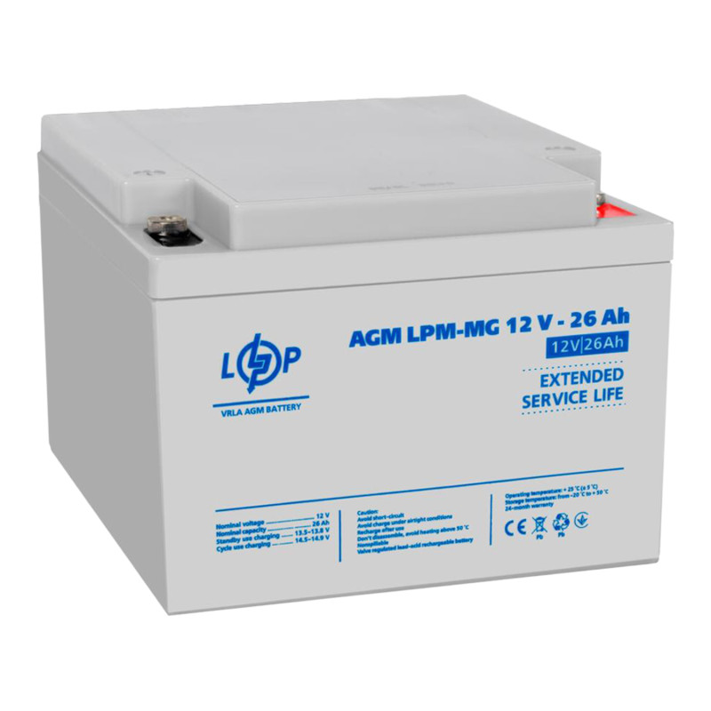 Батарея аккумуляторная LogicPower LPM-MG 12V - 26 Ah, 12В, 26Ач, AGM