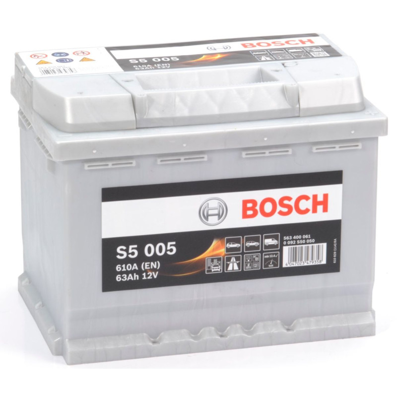 Аккумулятор 6СТ-63A Bosch (S5005), 12V, 63Ah (-/+) Бош евро, 12В, 63Ач, EN610А