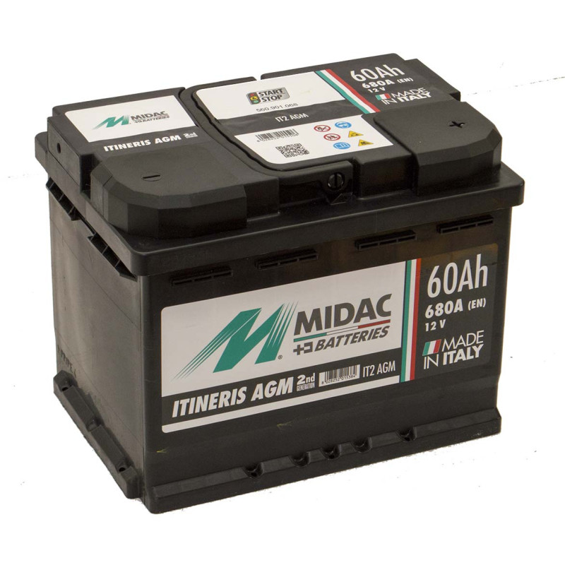 Аккумулятор 6СТ-60 Ah MIDAC ITINERIS START STOP AGM, 12V, 60Ah, R Мидак Итинерис, 12В, 60Ач, EN680А