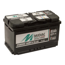 Аккумулятор 6СТ-80 Ah MIDAC ITINERIS START STOP AGM, 12V, 80Ah, R Мидак Итинерис, 12В, 80Ач, EN800А