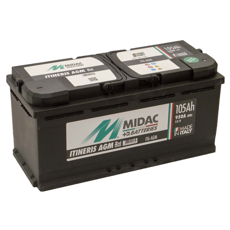 Аккумулятор 6СТ-105 Ah MIDAC ITINERIS START STOP AGM, 12V, 105Ah, R Мидак Итинерис, 12В, 105Ач, EN950А