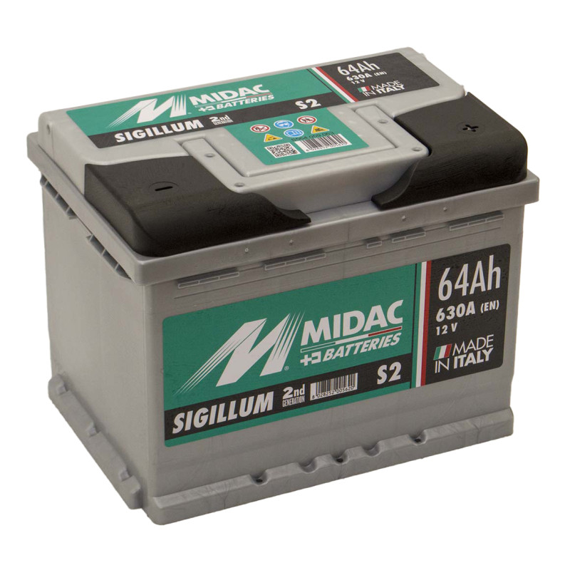 Аккумулятор 6СТ-64A MIDAC S2 Sigillum, 12V 64Ah (-/+) евро Мидак Сигиллум, 12В, 64Ач, EN630А