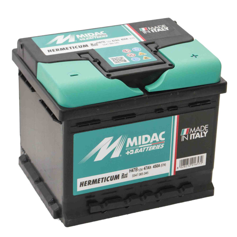 Аккумулятор 6СТ-47A MIDAC HERMETICUM, 12V, 47Ah (-/+) низкий евро, Мидак Герметикум, 12В, 47Ач, EN450А