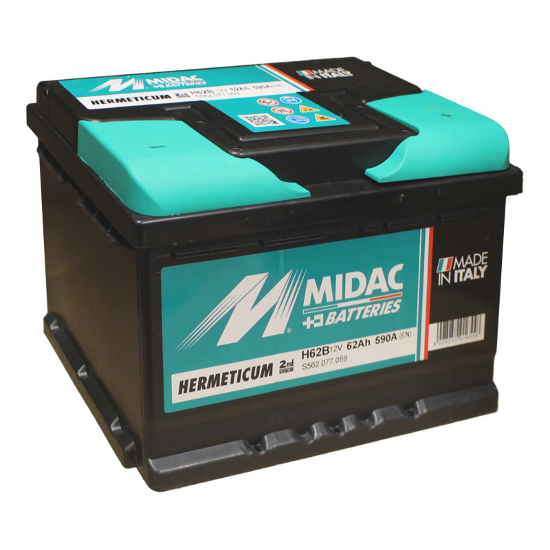 Аккумулятор 6СТ-62A MIDAC HERMETICUM, 12V, 62Ah  (-/+) низкий евро, Мидак Герметикум, 12В, 62Ач, EN570А