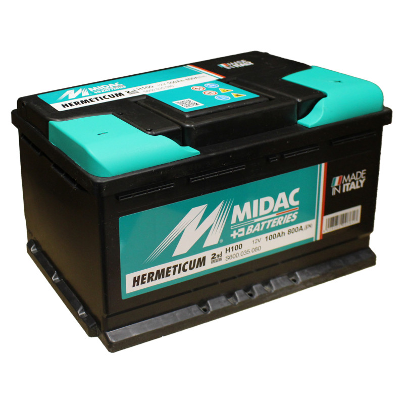 Аккумулятор 6СТ-100A MIDAC HERMETICUM, 12V, 100Ah, (-/+) короткий евро, Мидак Герметикум, 12В, 100Ач, EN800А
