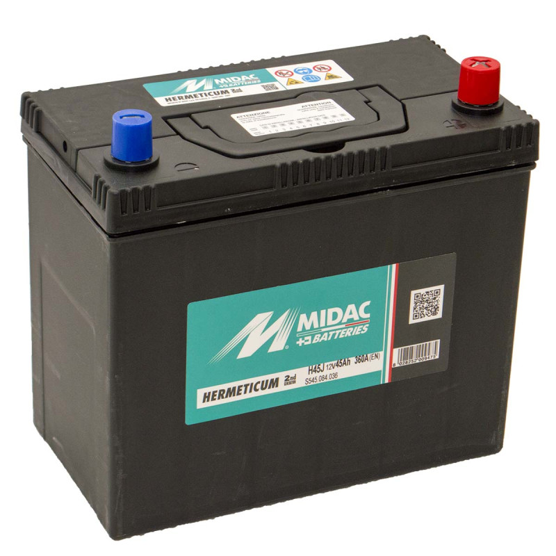Аккумулятор 6СТ-45A MIDAC HERMETICUM Asia, 12V, 45Ah (-/+) евро, Мидак Герметикум азия, 12В, 45Ач, EN360А