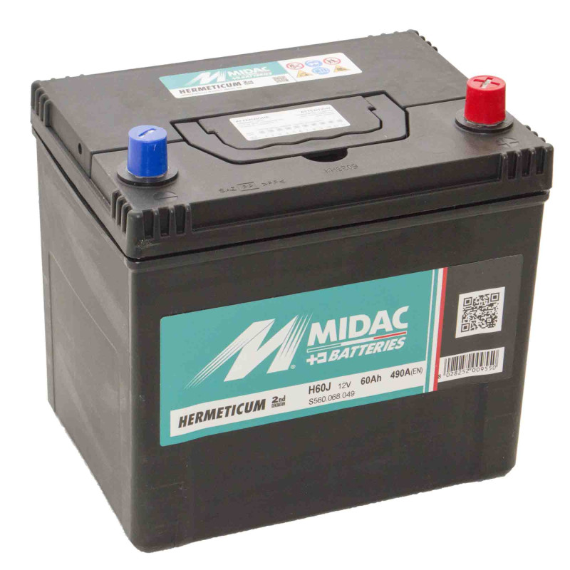 Аккумулятор 6СТ-60A MIDAC HERMETICUM Asia, 12V, 60Ah, (-/+) евро, Мидак Герметикум азия, 12В, 60Ач, EN460А