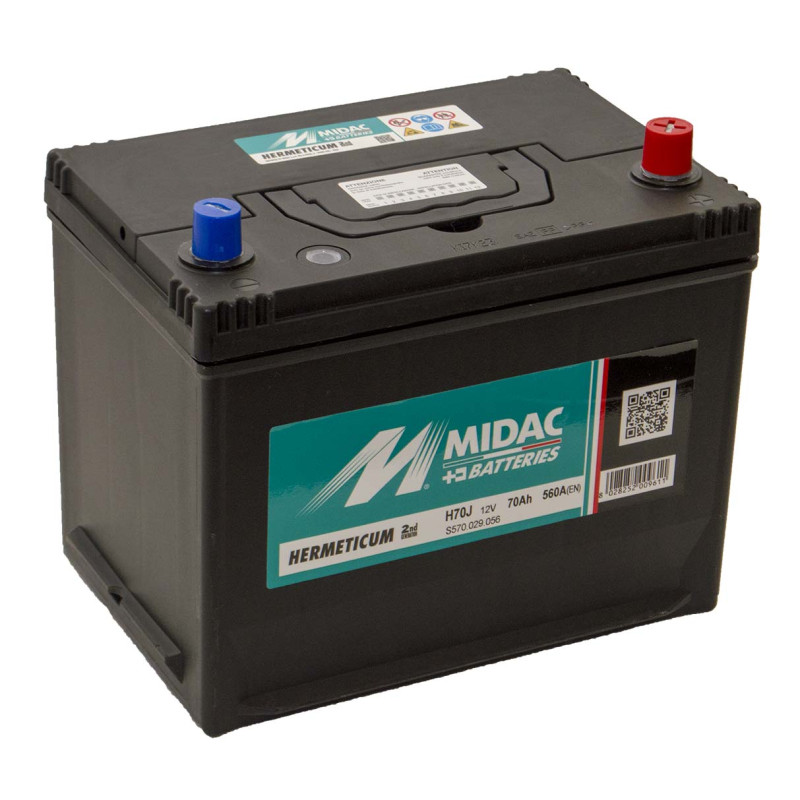 Аккумулятор 6СТ-70A MIDAC HERMETICUM Asia, 12V, 70Ah (-/+) евро, Мидак Герметикум азия, 12В, 70Ач, EN560А