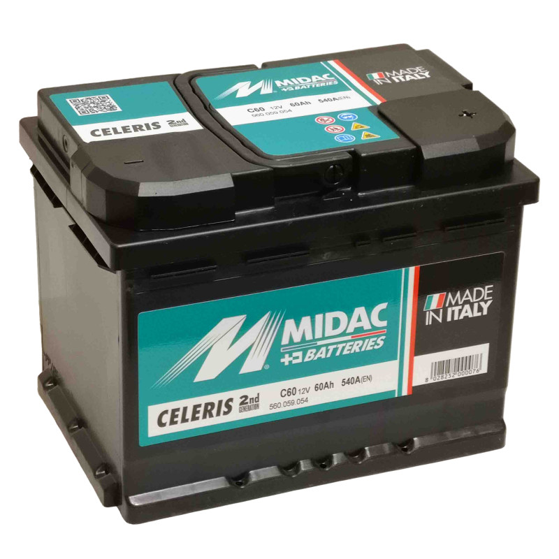 Аккумулятор 6СТ-60A MIDAC CELERIS, 12V, 60Ah (-/+) евро, Мидак Селерис, 12В, 60Ач, EN540А