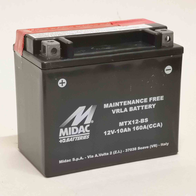 Аккумулятор 10Ah-12v MTX12-BS (YTX12-BS) Midac Moto (150х87х130), L, EN160