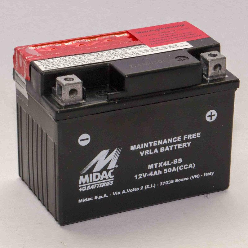 Аккумулятор 4Ah-12v MTX4L-BS (YTX4L-BS) Midac Moto (113х70х86), R, EN50