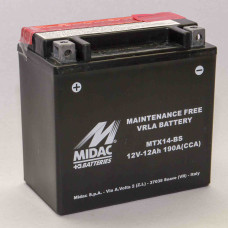 Аккумулятор 12Ah-12v MTX14-BS (YTX14-BS) Midac Moto (150х87х145), L, EN190