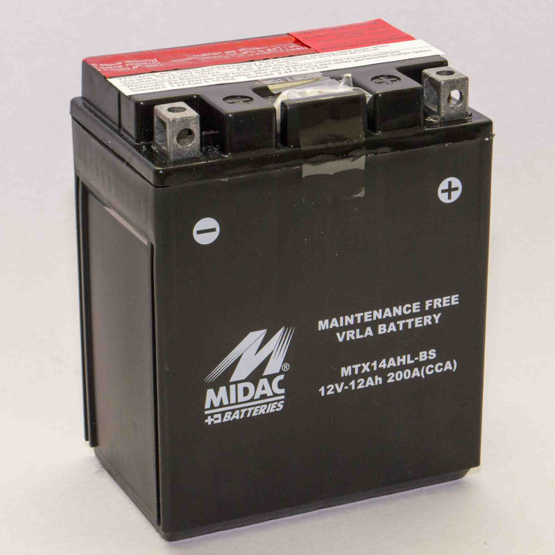 Аккумулятор 12Ah-12v MTX14AHL-BS (YTX14AHL-BS) Midac Moto (130х89х166), R, EN200
