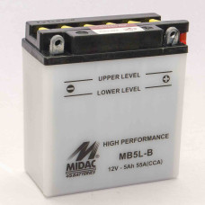 Аккумулятор 5Ah-12v MB5L-B (YB5L-B) Midac Moto (120х60х130), R, EN55