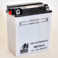 Аккумулятор 12Ah-12v MB12A-A (YB12A-A) Midac Moto (134х80х160), L, EN165