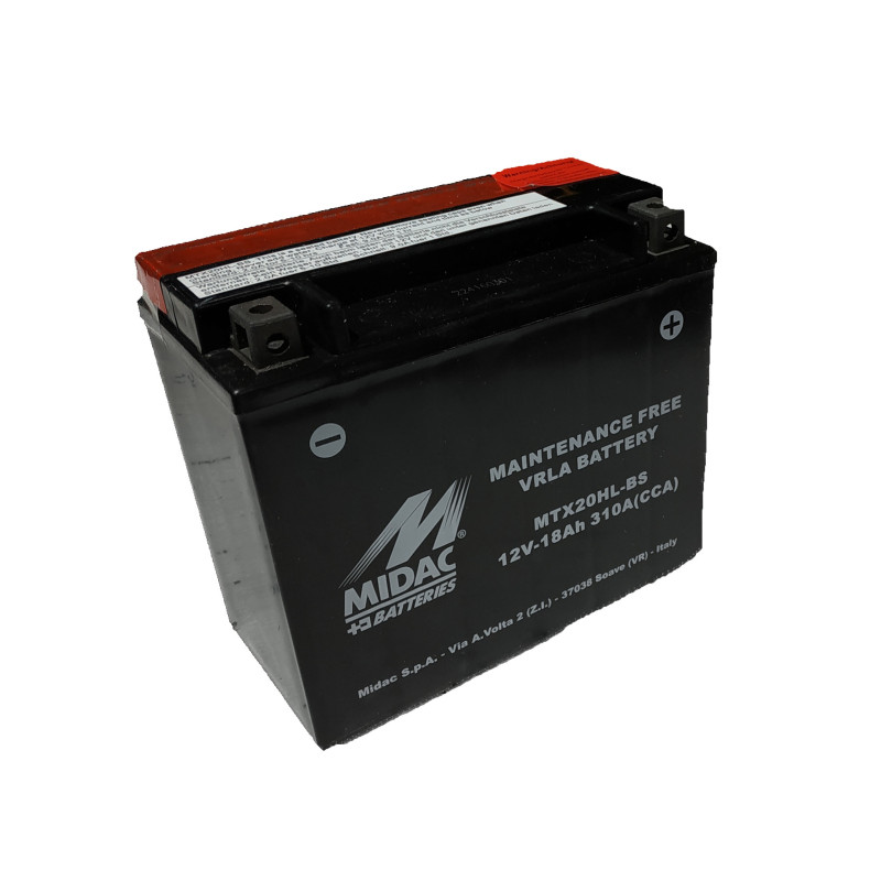 Аккумулятор 18Ah-12v MTX20HL-BS (YTX20HL-BS) Midac Moto (175х87х155), R, EN310