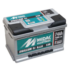 Аккумулятор 6СТ-74A MIDAC Sigillum 12V, 74Ah (-/+) низкий евро, Мидак Сигиллум, 12В, 74Ач, EN720А